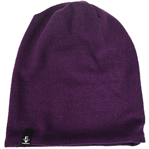 Mens Slouchy Beanie Oversize Knit Skull Cap Long Baggy Hat - color: 305purple