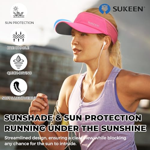 Sukeen Lightweight Sports Sun Visor Hat for Men Women - color: Rose Red