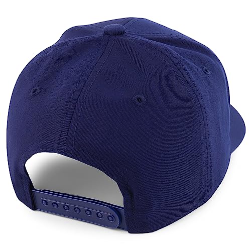 Trendy Apparel Shop Structured High Profile 6 Panel Curved Bill Snapback Baseball Cap - color: Navy
