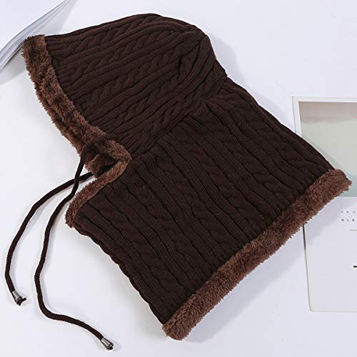 HUAMULAN Women Winter Knit Balaclava Fleece Lined Hooded Beanie Hats - color: Coffee, size: Medium