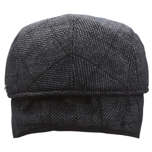 Men's Newsboy Cap with Earflaps Flat Ivy Caps Gatsby Golf Cabbie Hats - color: Black Navy Square