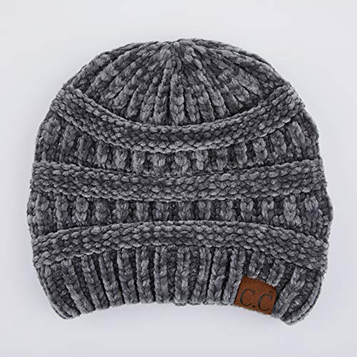 C.C Exclusives Cable Knit Beanie - Thick, Soft & Warm Chunky Beanie Hats - color: Chenille Lt. Mel Grey