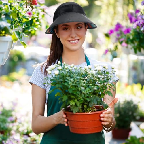 Pleneal Sun Hats for Women, Packable Summer Beach Hat Wide Brim Visor - color: Black