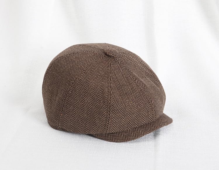 Kid's 20s Winter Newsboy Cap - Knitted Beret Peaked Hat for Boys Girls 4 to 9 Years - color: Coffee