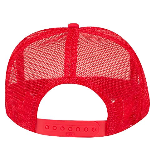 OTTO Polyester Foam Front Youth 5 Panel High Crown Trucker Hat - color: Red/Wht/Red