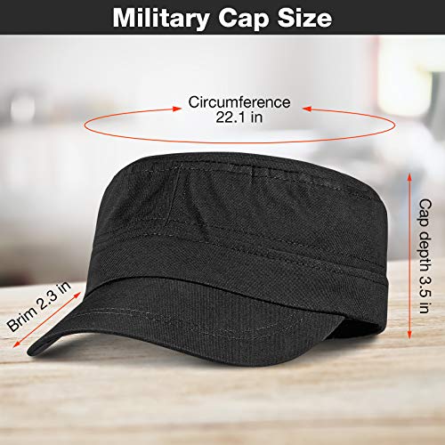 Syhood 3 Pieces Cadet Army Caps Adjustable Flat Caps Unisex Cadet Hat Military Army Hat - color: Black, Dark Blue, Grey
