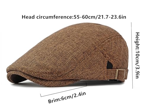 DIYDECAL Mens Flat Cap Newsboy Cap Adjustable Ivy Driving Scally Hat for Men Women - color: Coffee