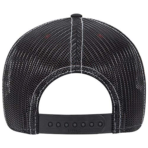 OTTO 6 Panel Low Profile Contrast Vertical Mesh Back Cap - color: Blk/Red/Blk