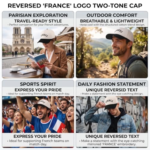 Upside Down Canada Baseball Cap, Embroidered Retro 5-Panel Snapback Hat for Men Women, Casual Streetwear Two-One Trucker Hat - color: France Red