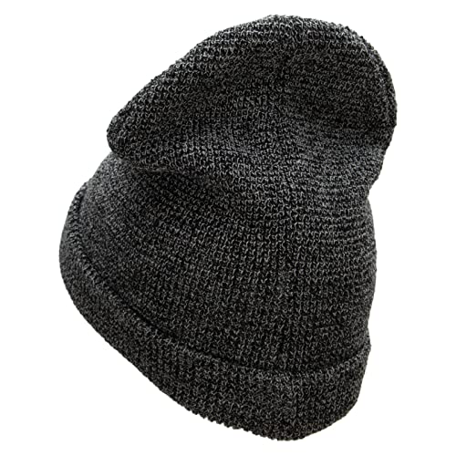 Waffle Knit Cuff Beanie - color: Black Marled