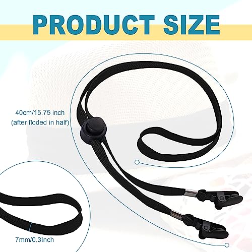Sucrain 5 Pieces Adjustable Hat Strap Clips Hat Chin Cord for Golfing, Fishing, Boating - color: Black Hat Rope