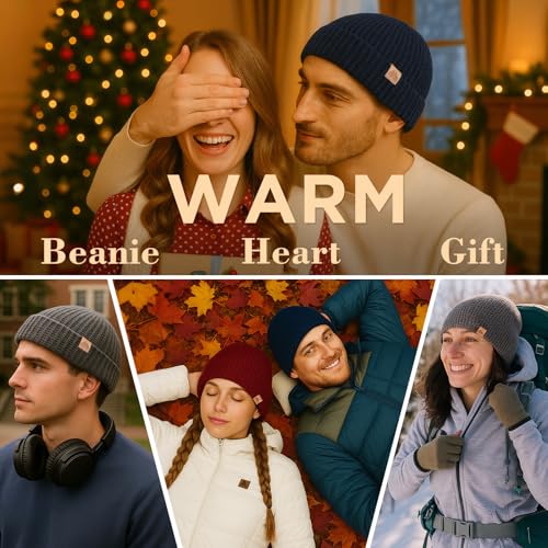 PolarWool™ L/XL/XXL Merino Wool Waffle Fisherman Beanie Watch Cap Dual-Layer 2 Styles Warm Winter Knit Hat for Men Women - color: Burgundy(ember), size: X-Large-XX-Large