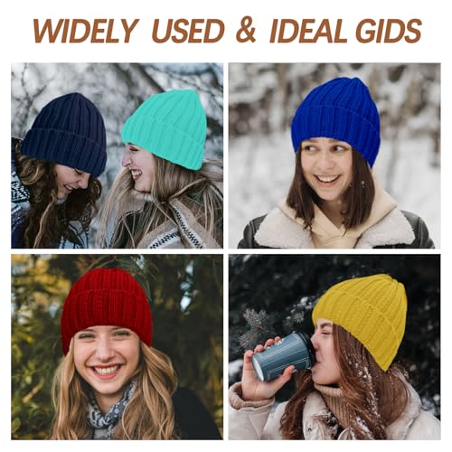 ZOORON 1&2 Winter Beanie for Women Soft Warm Slouchy Knit Hat Ski Stocking Cuffed Cap - color: Lake Blue