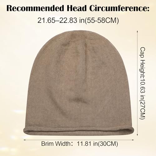Cuffbow 100% Linen Beanie Summer Cooling Beanie for Men Women Slouchy Lightweight Hat Baggy Breathable Slouch Cap - color: Mocha