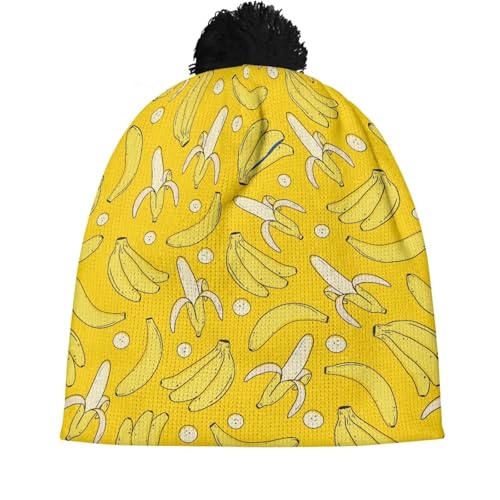 Cute Winter Hats for Women Cold Weather Knit Beanies for Women with Pom Pom - color: Banana
