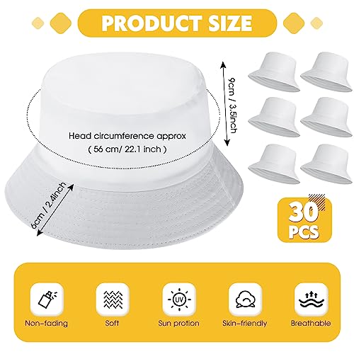 Haysandy Bulk Bucket Hats for Summer Camps Sun Protection Quick Dry Fishing Hats for Teams and Group Events - color: White