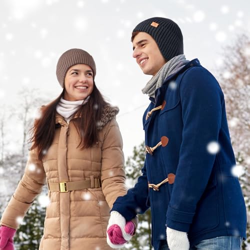 Ocatoma Winter Beanie with Earflap for Men Women Knit Hat Outdoor Unisex - color: Navy