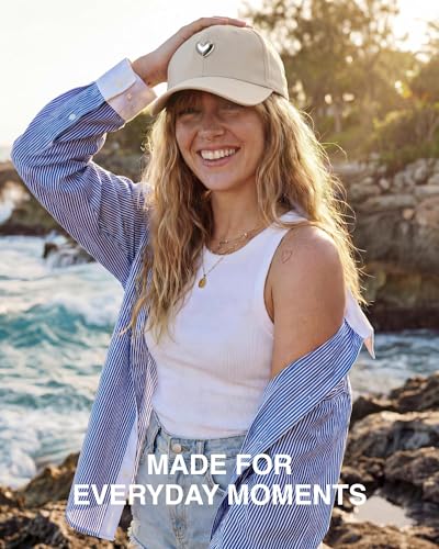 Jeasona Cute Hats for Women, Cute Bow Embroidery Baseball Cap Hat, Romantic Trendy Hat Cotton Adjustable Womens Hats - color: Beige Heart