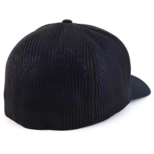 Armycrew XXL Oversize USA American Flag Embroidered Flex Fitted Mesh Back Baseball Cap - color: Black