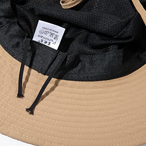 Clakllie Waterproof Fishing Hat Safari Cap Wide Brim Sun Hat Bucket Cap for Women Men Daily Wear Fashion Boonie Cowboy Caps - color: Khaki-xt05