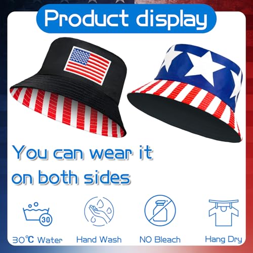 American Flag USA Bucket Hat Patriotic Sun Cap for Men Women Outdoor
