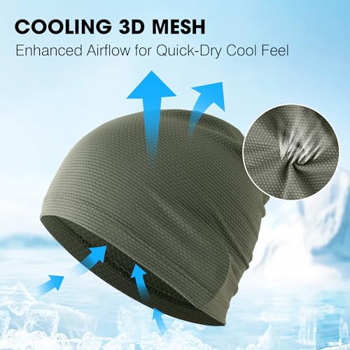 WTACTFUL 3-Pack Breathable Cooling Skull Cap for Men Women Thin Beanie - color: Black+blue+deep Green