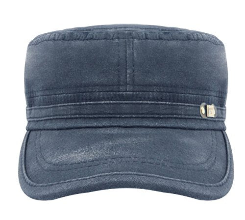 Glamorstar Unisex Cadet Army Cap Washed Cotton Twill Military Corps Hat Flat Top Cap - color: Navy
