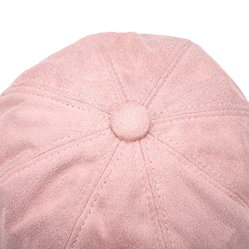 Newsboy Cabbie Baker boy hat Beret Cap for Women Pageboy Visor Paperboy Hat Sailor Fiddler Hat Adjustable - color: Pink Tweed