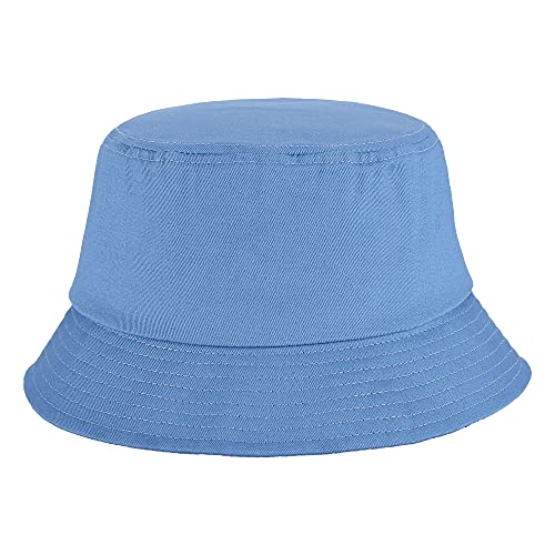 Unisex Cotton Packable Bucket Hat Sun Hat Plain Colors for Men Women - color: Blue
