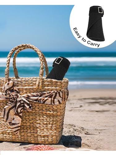 sy soul young Women's Beach Straw Hat with Ponytail Hole Packable Sunhat - color: Black