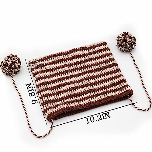 XYIYI Crochet Hats for Women Fox Knit Hat with Pompoms Grunge Goth Accessories Slouchy Beanies for Women Girls - color: Coffee Beige