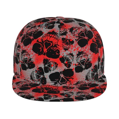 Skull Snapback Hat for Men Women, Stylish Flat Bill Hat Baseball Caps Adjustable Flat Brim Hip Hop Trucker Hats Sun Cap - color: Skull 2