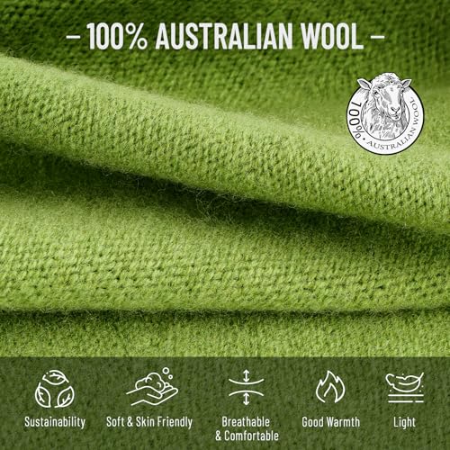 HAMUNI 100% Wool Slouchy Beanie, Warm Beanie Hats for Women Breathable Knitting Skull Beanies Cap for Spring Fall Winter - color: Black+green