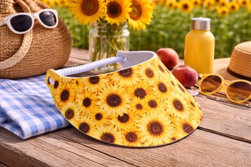 Women's Flower Design Lightweight Packable Foam Visor for Sun Protection & Outdoor Activities - color: Sunflower 10
