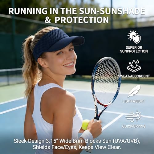 AUSFLUG Sun Visor Hat Men Women - Moisture Wicking Lightweight Sports Cap - color: Blue