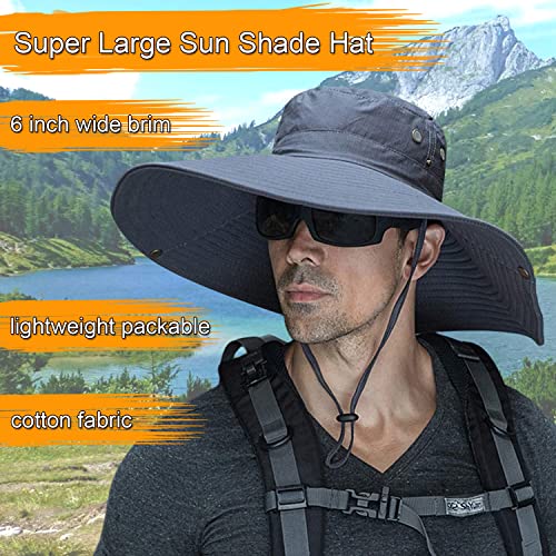 HUAMULAN Men Wide Brim Sun Hat Summer Outdoor Women Bucket Fishing Hats - color: A4-darkgray