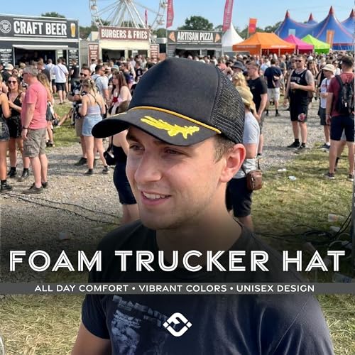 Funky Junque Blank Mesh Foam Lightweight Snapback Trucker Hat - color: Black/Nautical