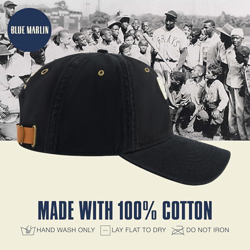 Blue Marlin Dad Hat, Adult Cotton Baseball Cap with Curved Brim, One Size. - color: Birmingham Black Barons