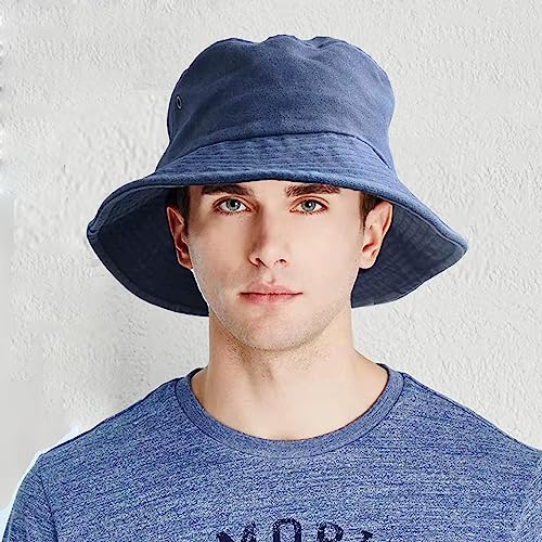 Premium Cotton Bucket Hats,Packable Hats for Men Women,Summer Bucket Hat,Fishing Sun Hats - color: Navy