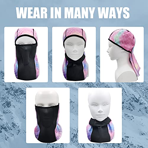 Breathable Kids Balaclava Ski Mask (2 Pack), Fleece Winter Face Mask for Cold Weather Boys Girls - Children Windproof Hat - color: Starry Sky + Fish Scales
