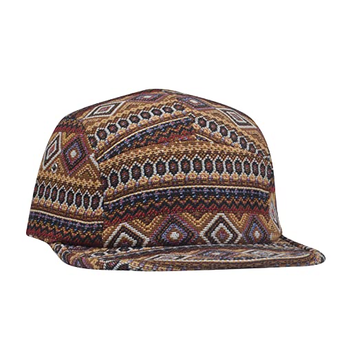 5 Panel Camper Hat | Multi-Color Unique Designs | Caps for Men & Women | Large or X-Large - color: Jacquard Brown Multi, size: 7 1/4-7 3/8