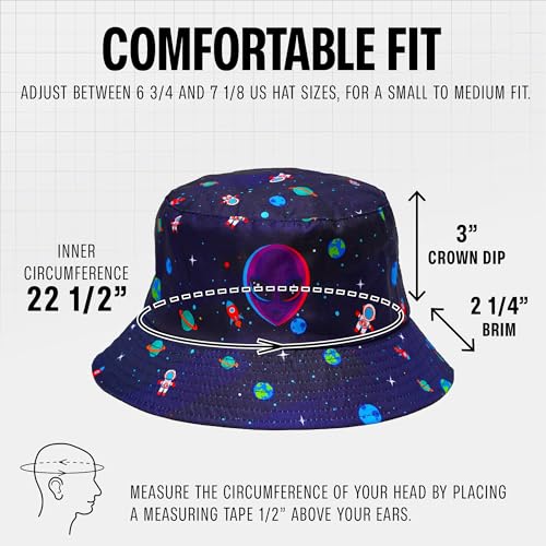 Rave Bucket Hat for Women & Men - Cute Bucket Hats - Festival Hat Adjustable 50+ SPF Protection Rave Accessories - color: Alien