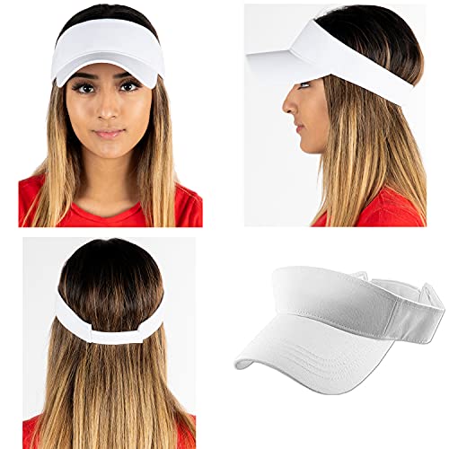 Funky Junque Womens Sun Visor, Adjustable Moisture Wicking Golf Cap - color: Solid White