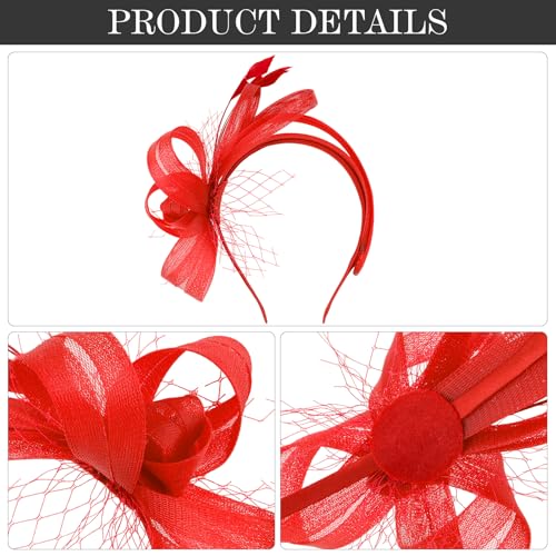 Fascinators Hats for Women, Fascinator Headband Tea Party Hat - color: Red