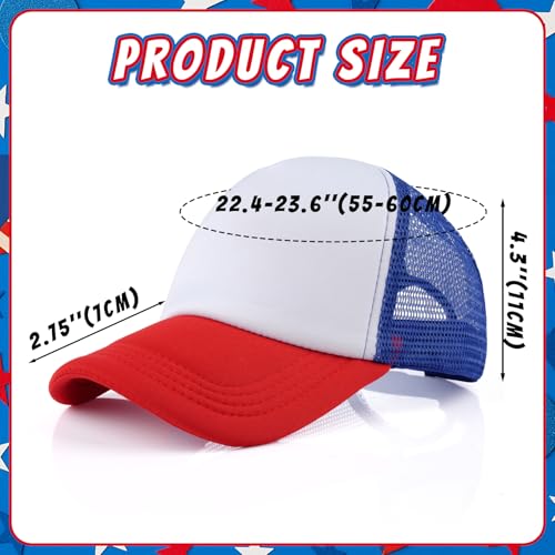 2 Pack Trucker Hat Bulk Mesh Cap for Women Men Adjustable Blank Hats for DIY Sports Outdoor - color: Red Blue White
