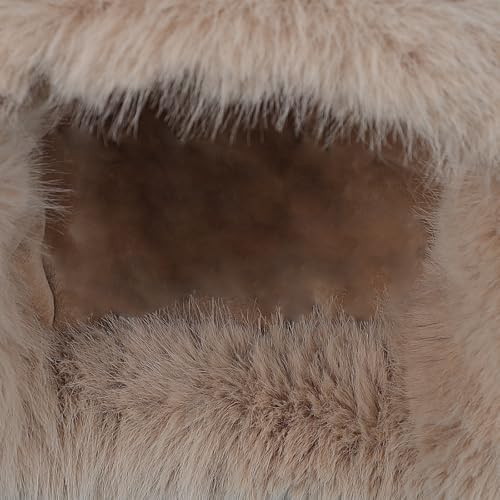 Winter Fuzzy Knit Trapper Hat with Faux Fur Earflap Fleece Lined Windproof Russian Ushanka Cap Ski Snow Hunting Hat - color: Khaki
