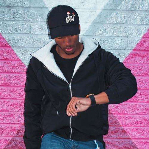 Flat Bill Hats for Men Black Snapback Hats for Men Adjustable Baseball Cap Fitted Cool Hip Hop Hat - color: Cool Skull