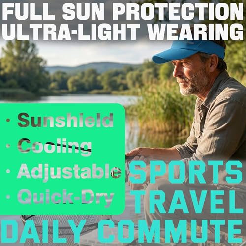 Sports Sun Visor with Eyewear Slots, Adjustable Athletic Visor for Running, Golf, Tennis, Fishing. - color: Blue