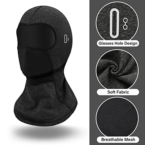 2 Pack Balaclava Winter Ski Mask for Men Women Windproof Warm Face Mask for Skiing, Snowboarding, Motorcycle Riding - color: 1 Black+1 Grey