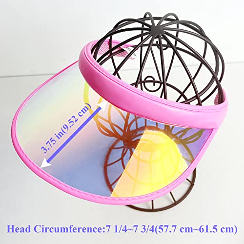 2 Pack Sun Visor Hats Women Men Clip-on Iridescent Clear Sport Outdoor Cap - color: 2pack,pink